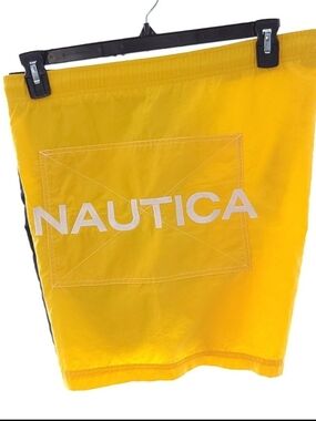 Nautica Men's Colorblock Swimming Trunks Size Large Yellow Blue